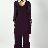 Dark Purple Georgette Gota Work Kurti Set