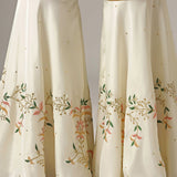 Cream French Crepe Kurti With Sharara And Dupatta