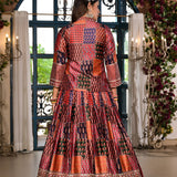 Maroon Satin Printed Lehenga Set