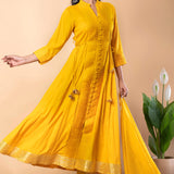 Mikado Yellow Rayon Gota Work Anarkali Set