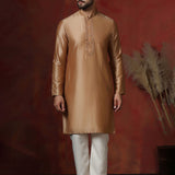 Beige Dupion Solid Kurta Set