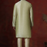 Soft Pista Green Solid Dupion Kurta Set