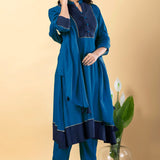 Deep Sea Blue Rayon Anarkali Set
