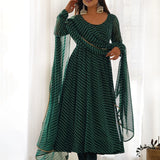 Crayon Green Georgette Leheriya Printed Anarkali Set