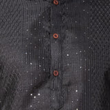 Black Embroidered Silk Blend Kurta Set