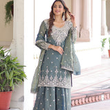Marble Blue Fendi Silk Sharara Set