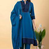 Deep Sea Blue Rayon Anarkali Set