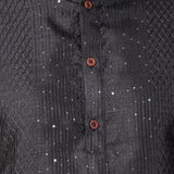 Black Silk Blend Embroidered Kurta Set