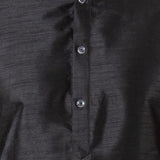 Black Dupion Silk Solid Kurta