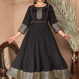 Black Rayon Gota Work Anarkali Set