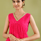 Magenta Georgette Leheriya Printed Palazzo Set