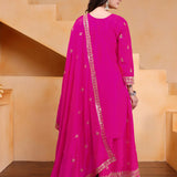Bright Pink Silk Embroidered Sharara Set