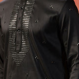 Black Silk Blend Designer Neckline Kurta Set
