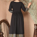 Black Rayon Gota Work Anarkali Set