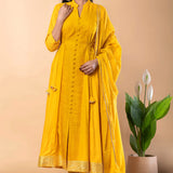 Mikado Yellow Rayon Gota Work Anarkali Set