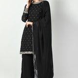Black Georgette Gota Work Kurti Set