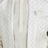 White Cotton Blend Solid Sherwani Set