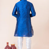 Bright Blue Solid Dupion Silk Kurta