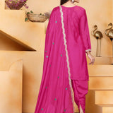 Pink Floral Embroidered Silk Kurta Set