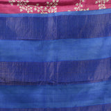 Pink Tussar Silk Saree With Printed Floral Jaal