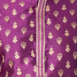 Purple Printed Floral Dupion Silk Kurta Set