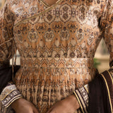 Cream Dola Silk Printed Anarkali Set