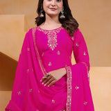 Bright Pink Silk Embroidered Sharara Set