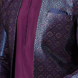 Deep Purple Solid Jacquard Sherwani Set