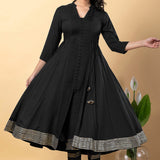 Black Rayon Gota Work Anarkali Set