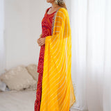 Red Kurta And Sharara Set