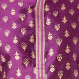 Purple Floral Printed Dupion Silk Kurta Set