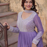 Lavender Star Georgette Anarkali Set
