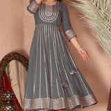 Cloudy Gray Rayon Gota Work Anarkali Set