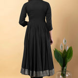 Black Rayon Gota Work Anarkali Set