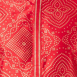 Bright Red Bandhani Printed Dupion Silk Kurta Set