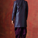 Deep Purple Solid Jacquard Sherwani Set