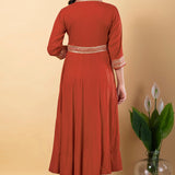Chestnut Red Rayon Gota Work Anarkali Set