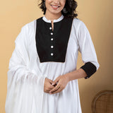 White Rayon Anarkali Set