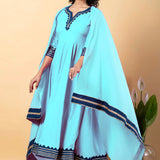 Electric Blue Rayon Gotta Work Anarkali Set