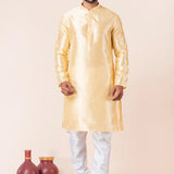 Golden Yellow Solid Dupion Silk Kurta Set