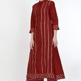 Deep Maroon Art Silk Gota Work Kurti Set