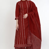 Deep Maroon Art Silk Gota Work Kurti Set