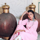 Light Pink Cotton Rayon Anarkali Set