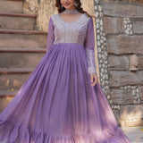 Lavender Star Georgette Anarkali Set