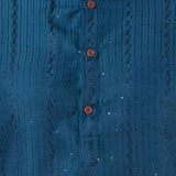 Teal Blue Silk Blend Embroidered Dhoti Set