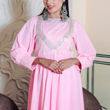 Light Pink Cotton Rayon Anarkali Set