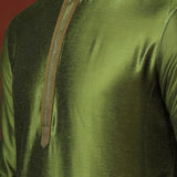 Military Green Solid Dupion Kurta Set