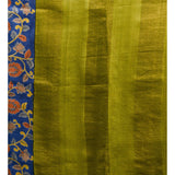 Cobalt Blue Tussar Silk Saree With Printed Floral Jaal
