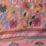 Soft Pink Blended Silk Kantha Stitched Saree