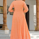 Orange Rayon Long Traditional Kurti With Dupatta